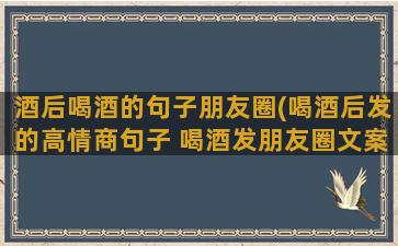 酒后喝酒的句子朋友圈(喝酒后发的高情商句子 喝酒发朋友圈文案)